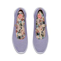 UIN Damen Ballerinas Flacher Kunst Gemalt Ballet Flat Schuhe Slip On Lässig Loafer Leichte Komfort Reisen Wanderschuhe Menorca Ⅲ Lavender (38) von UIN