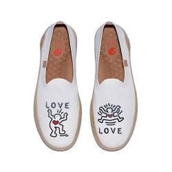 UIN Damen Espadrilles Slip On Schuhe Mode gemalte Reiseschuhe Lässiger Flache Schuhe Segelschuhe Marbella - True Love 3 (39) von UIN