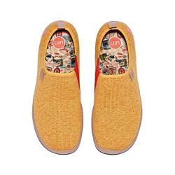 UIN Damen Kunstgemalte Reiseschuhe Slipper Casual Loafers Leichter Komfort Mode Sneaker Toledo Ⅰ Goldener Lorbeer gelb (38.5) von UIN