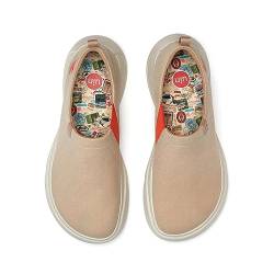 UIN Damen Slip Ons Schuhe Lässige Wanderschuhe Loafer Leichtgewicht Bequeme kunstbemalte Reiseschuhe Toledo Ⅻ - Sesame (40) von UIN