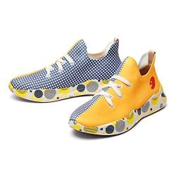 UIN Grey & Yellow Damen Painted Sneaker Laufschuhe Slip On Schuhe Outdoor Schuhe Atmungsaktiv Leichtgewicht Sportschuhe Gestrickt(41) von UIN