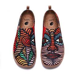 UIN Indian Girl Damen Painted Slip On Schuhe Lässiger Reiseschuhe Segelschuhe Leicht Loafer Schuhe Gestrickt Mehrfarbig（38） von UIN