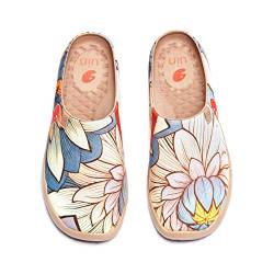 UIN Nelumbo Slipper Damen Lotus Hausschuhe Painted Slip On Schuhe Lässiger Meerjungfrau Fashional Sneaker Reiseschuhe Segelschuhe Canvas Blau（40） von UIN