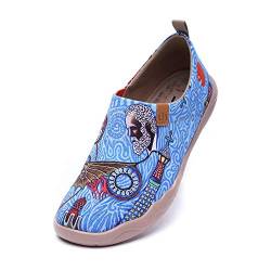 UIN Oh My Gaudí Herren Bequeme Reiseturnschuhe Mode gemalte Wanderschuhe Slip On Schuhe Canvas Blau(43) von UIN