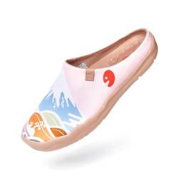 UIN Spring in Mount Fuji Slipper Damen Hausschuhe Lässige Wanderschuhe Leicht Loafer Schuhe Bemalter Reiseschuh Slip On Schuhe Canvas Pink(36) von UIN