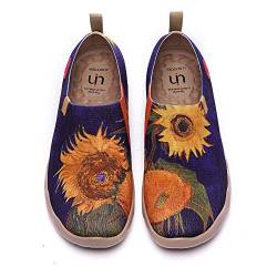 UIN Sunflower Herren Bequeme Reiseturnschuhe Mode gemalte Wanderschuhe Slip On Schuhe Gestrickt Gelb（40） von UIN