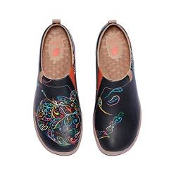 UIN The Magic Pot Damen Leicht Sneakers Loafer Schuhe Bequeme Mode gemalte Wanderschuhe Slip On Schuhe Mikrofaser Leder （41） von UIN