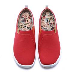 UIN Toledo Red Herren Painted Slip On Schuhe Lässiger Fashional Sneaker Reiseschuhe Segelschuhe Canvas Rot（41） von UIN