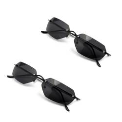 UINOFER Herren Sonnenbrille Polarisiert Schwarz, Matrix Agent Sonnenbrille Herren Polarisiert W/Smoke Lenses, Unisex Vintage Sonnenbrille 2Pc von UINOFER