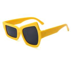 UINOFER Lustige Sonnenbrille für Herren mit Asymmetrische Design, Unisex Rave Brille, Party Irregular Sonnenbrille für Männer, Frauen (2 Stück Gelb - Inklusive Box) von UINOFER