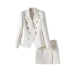Damen Sommer One Button Blazer Rock Mini Anzüge White XXL von UIOKLMJH