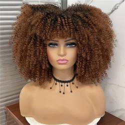 Frauen Kurze Haare Lockige Perücke Cosplay Synthetische Natürliche Perücken Leimlos T1B30 10inches#1 PC von UIOKLMJH