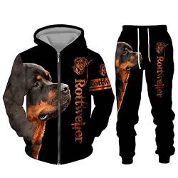 Rottweiler Hund 3D gedruckt Hoodie Anzug Männer Herbst Casual Sweashirts Sweatpants Männer Mode Trainingsanzug Set, 165636, L von UIOKLMJH