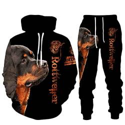 Rottweiler Hund 3D gedruckt Hoodie Anzug Männer Herbst Casual Sweashirts Sweatpants Männer Mode Trainingsanzug Set, 16564, M von UIOKLMJH