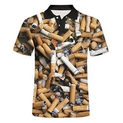 Sommer Poloshirt 3D Zigarette Butt Druck T-Shirt Mode Kurzarm Tee Coole Tops, Zigarette, M von UIOKLMJH