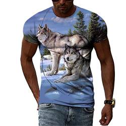 Sommer Tier Wolf Herren T-Shirt 3D Casual Street Style Print T-Shirts Mode Hip Hop O-Neck Kurzarm Tee Top, 122601, S von UIOKLMJH