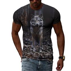 Sommer Tier Wolf Herren T-Shirt 3D Casual Street Style Print T-Shirts Mode Hip Hop O-Neck Kurzarm Tee Top, 122619, S von UIOKLMJH