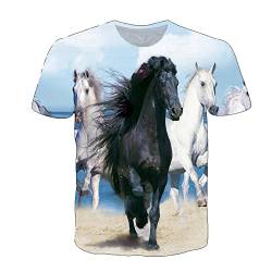 T-Shirt mit 3D-Muster für Herren, modisches Tier-Pferd-Motiv, lässig, Hip-Hop, Harajuku-Druck, T-Shirt, T10915, XL von UIOKLMJH