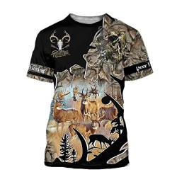 UIOKLMJH 3D Hirsch Druck T-Shirt Herren Damen Teenager Jagd Kleidung Outdoor Sport Kurzarm Oversize, 903, XXXXX-Large von UIOKLMJH