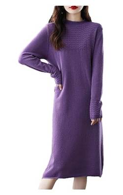 UIOKLMJH Damen Winter Kaschmir Strickkleid Büro Lässig Weiches Hautfreundliches Kleid Purple XXL von UIOKLMJH