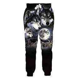 UIOKLMJH Herren-Jogginghose, 3D-Druck, Wolf, Mond, Streetwear, Unisex, legere Sweatpants, Jogginghose, 36-41 von UIOKLMJH