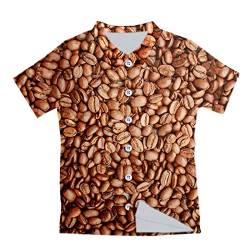 UIOKLMJH Mode Männer Lustige 3D Kaffeebohnen Druck Kurzarm Shirts Frauen Casual Hip Hop Hawaiihemd, Kaffeebohnen, L von UIOKLMJH