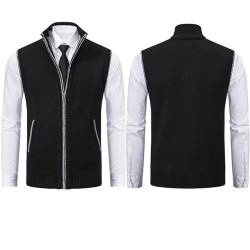 UIRPK Men's Fleece Vest Work Daily Leisure,Crazyours Mens Vest,Stand Thickened Collar Zipper Sleeveless Vest (Black,4XL) von UIRPK