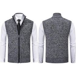 UIRPK Men's Fleece Vest Work Daily Leisure,Crazyours Mens Vest,Stand Thickened Collar Zipper Sleeveless Vest (Dark Gray,3XL) von UIRPK