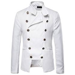 UJDKCF Herren Hipster Double Breasted Black Blazer Jacke Herbst Slim Fit Party Blazer White S von UJDKCF