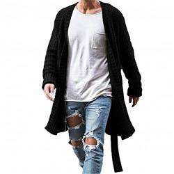 UJDKCF Warme Strickjacke Strickmantel Pullover Männer Tops Lange Pullover Mäntel Kleidung Black XL von UJDKCF