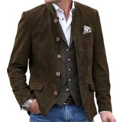 UJIAZ Herren Stehkragen Wildleder Jacke Knopf Herren Casual Blazer Jacke von UJIAZ