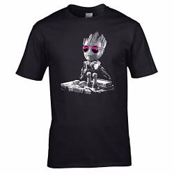 UKPrintwear DJ Baby Groot Mixing Deck + Sonnenbrille T-Shirt Gr. L, Schwarz von UK Printwear