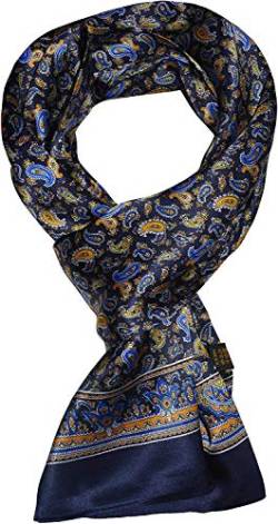 UK_Stone 100% Seide Paisley Blumen Halstuch Herren Schal (Paisley # 4 Dunkelblau) von UK_Stone