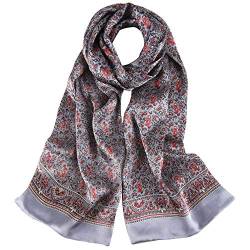 UK_Stone 100% Seide Paisley Blumen Halstuch Herren Schal (Paisley # 4 Grau) von UK_Stone