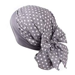 UK_Stone Damen Blumen Polka Punkt Kirsche Baumwolle Ethnisch Turban Mütze Chemo Kopftücher Haarverlust Kopfbedeckung von UK_Stone