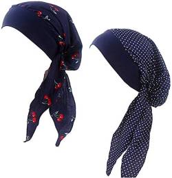 UK_Stone Damen Blumen Polka Punkt Kirsche Baumwolle Ethnisch Turban Mütze Chemo Kopftücher Haarverlust Kopfbedeckung von UK_Stone