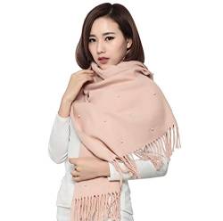 UK_Stone Damen Einfarbig Perlen Schal Halstuch Gross Warm Abendkleidung Stola (Pink) von UK_Stone