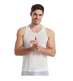 UK_Stone Herren Unterhemd Ärmellos Rein Seide Rundhals T-Shirts Tank Tops von UK_Stone