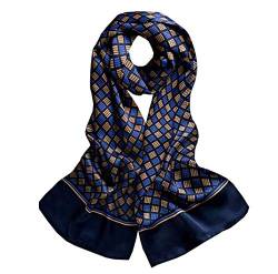 UK_Stone Klassisch Seidenschal Kariert Karo Blogger Halstuch Herren Schal Blau Hahnentritt Houndstooth von UK_Stone