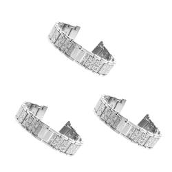 UKCOCO 3St Gurt Armbänder für Frauen Diamantarmband für Damen glänzendes Uhrenarmband uhrenarmbänder Armbänder Zubehörteile Strassarmband für Damen fest Stahlband Aluminiumlegierung von UKCOCO
