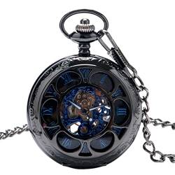 UKCOCO Clip Mann Beobachten Retro Mechanische Taschenuhr Skeleton Taschenuhr Mechanische H?ngende Uhr Steampunk-Taschenuhr Trendige Halsketten von UKCOCO