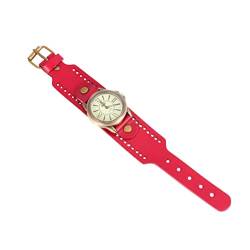 UKCOCO Frauen Armbänder Armreifen Für Damen Vintage Quarz Uhren Vintage R?mische Literale Armbanduhr mit Lederband Casual Quarz Armbanduhr für Frau (Rot) Armbanduhr Mann Beobachten von UKCOCO