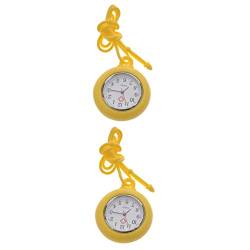 UKCOCO Gelbe Armbanduhr 2 Stück Taschenuhr Abzeichen Uhren Clip Uhr Gympin Uhren Für Männer Digitale Krankenpflege Student Geschenke Uhr Tragbare Uhr Legierungsuhr von UKCOCO