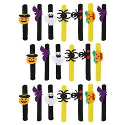 UKCOCO Kinder Halloween- Slap- Armb?nder: Slap Armbandspielzeug mit Halloween- Elementgeistern Spinnen 3D- Kürbis- 3D- Muster für Halloween- Party 20 Pcs Zuf?lliger Stil von UKCOCO