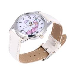 UKCOCO Kinderuhren Uhr Mit Einhornmuster Armbanduhr Schmücken Handgelenk Weiß Kind Betrachten von UKCOCO