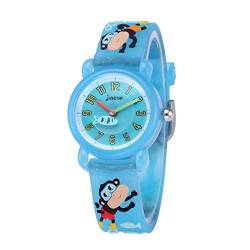 UKCOCO Modeuhr Kinder Uhr 3D Cute Cartoon Muster Silikonband Wasserdicht Quarz Armbanduhr Geschenk Kinder Jungen Mädchen (, Hellblau) von UKCOCO