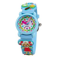 UKCOCO Modeuhr Kinderuhr 3D niedlich Cartoon Muster Silikonband wasserdicht Quarz Armbanduhr Geschenk Kinder Kinder Jungen Mädchen (Mädchen und Hase, Himmelblau) von UKCOCO