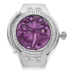 UKCOCO Quarzfinger Ring Uhr: 1 Stück Runde Vintage Fingeruhr Ring Dekorative Vintage Rose Muster Flip- Up- Abdeckung Watch Thanksgiving Mädchen Frauen Damen von UKCOCO