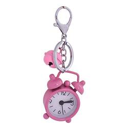 UKCOCO Stilvolle Uhr 1PC Mini Clock Keychain Wecker Keyring Kreative Schlüsselhalter Tasche Anhänger Geschenk Schlüsselanhänger für Studenten Pink von UKCOCO