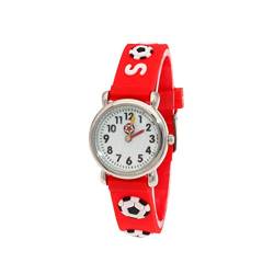 UKCOCO Stilvolle Uhr Kinder Fußball Thema Uhr Cartoon Silikon Quarz Uhr Kinder Sportuhren (rot) von UKCOCO